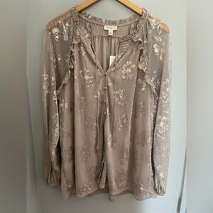 Tamara H Floral Blouse with Ruffle Details 3X NWT